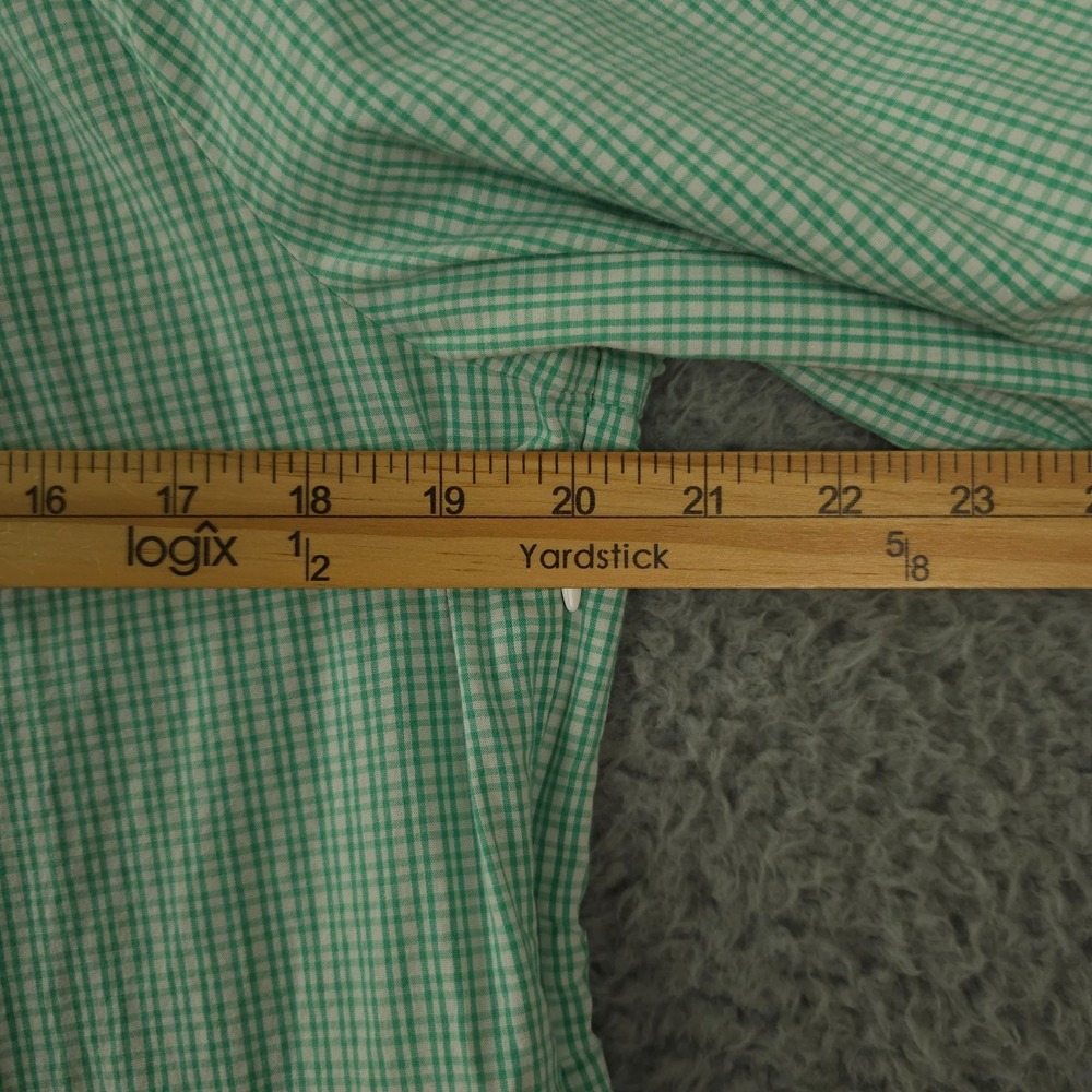 J Crew Dress Womens Large Green Gingham Cotton Blend Poplin Raglan Tiered Mini - Picture 5 of 12